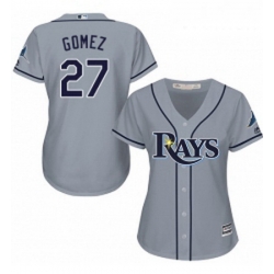 Womens Majestic Tampa Bay Rays 27 Carlos Gomez Authentic Grey Road Cool Base MLB Jersey 