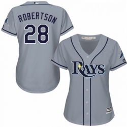 Womens Majestic Tampa Bay Rays 28 Daniel Robertson Replica Grey Road Cool Base MLB Jersey 