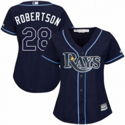 Womens Majestic Tampa Bay Rays 28 Daniel Robertson Replica Navy Blue Alternate Cool Base MLB Jersey 