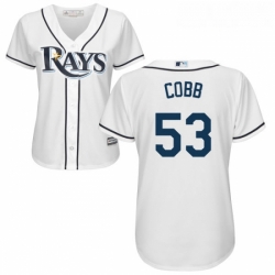 Womens Majestic Tampa Bay Rays 53 Alex Cobb Authentic White Home Cool Base MLB Jersey