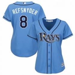 Womens Majestic Tampa Bay Rays 8 Rob Refsnyder Replica Light Blue Alternate 2 Cool Base MLB Jersey 