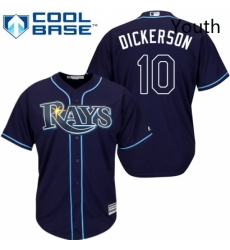 Youth Majestic Tampa Bay Rays 10 Corey Dickerson Authentic Navy Blue Alternate Cool Base MLB Jersey