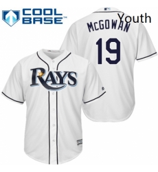 Youth Majestic Tampa Bay Rays 19 Dustin McGowan Authentic White Home Cool Base MLB Jersey 