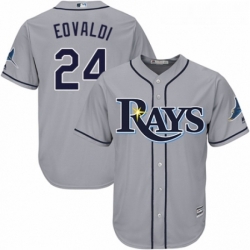 Youth Majestic Tampa Bay Rays 24 Nathan Eovaldi Authentic Grey Road Cool Base MLB Jersey 