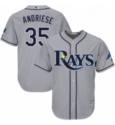 Youth Majestic Tampa Bay Rays 35 Matt Andriese Authentic Grey Road Cool Base MLB Jersey 