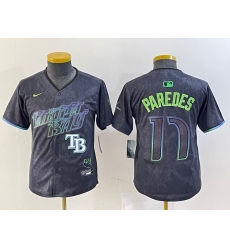 Youth Tampa Bay Rays 17 Isaac Paredes Charcoal 2024 City Connect Limited Stitched Baseball Jersey 3