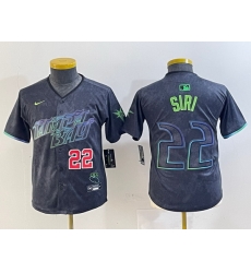 Youth Tampa Bay Rays 22 Jose Siri Charcoal 2024 City Connect Limited Stitched Baseball Jersey 3