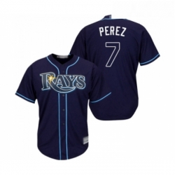 Youth Tampa Bay Rays 7 Michael Perez Replica Navy Blue Alternate Cool Base Baseball Jersey 