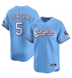 Men Texas Rangers 5 Corey Seager Light Blue Alternate Limited Stitched Baseball Jersey Men Texas Rangers 5 Corey Seager Light Blue Alternate Limited Stitched Baseball Jersey