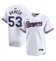 Men Texas Rangers 53 Adolis Garc EDa White 2024 Gold Collection Cool Base Stitched Baseball Jersey