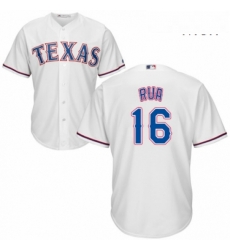 Mens Majestic Texas Rangers 16 Ryan Rua Replica White Home Cool Base MLB Jersey 