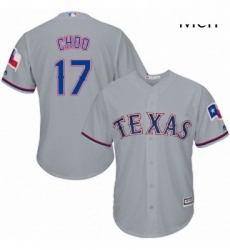 Mens Majestic Texas Rangers 17 Shin Soo Choo Replica Grey Road Cool Base MLB Jersey