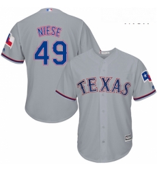 Mens Majestic Texas Rangers 49 Jon Niese Replica Grey Road Cool Base MLB Jersey 