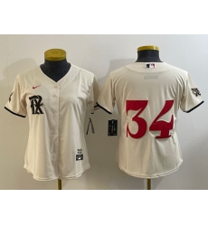 Women Texas Rangers 34 Nolan Ryan Cream 2023 City Connect Stitched Baseball Jersey