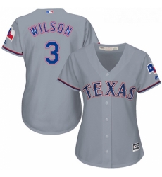 Womens Majestic Texas Rangers 3 Russell Wilson Authentic Grey Road Cool Base MLB Jersey