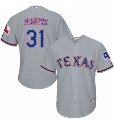 Youth Majestic Texas Rangers 31 Ferguson Jenkins Authentic Grey Road Cool Base MLB Jersey