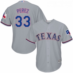 Youth Majestic Texas Rangers 33 Martin Perez Replica Grey Road Cool Base MLB Jersey