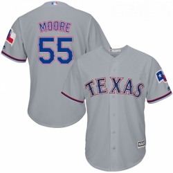 Youth Majestic Texas Rangers 55 Matt Moore Authentic Grey Road Cool Base MLB Jersey 