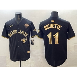 Men Toronto Blue Jays 11 Bo Bichette Black Gold 2025 American League Champions Limited Stitched Baseball Jersey
