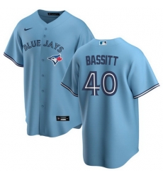 Men Toronto Blue Jays 40 Chris Bassitt Light Blue Cool Base Stitched Jersey