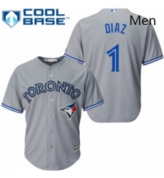 Mens Majestic Toronto Blue Jays 1 Aledmys Diaz Replica Grey Road MLB Jersey 