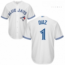 Mens Majestic Toronto Blue Jays 1 Aledmys Diaz Replica White Home MLB Jersey 