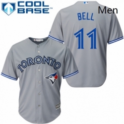 Mens Majestic Toronto Blue Jays 11 George Bell Replica Grey Road MLB Jersey 