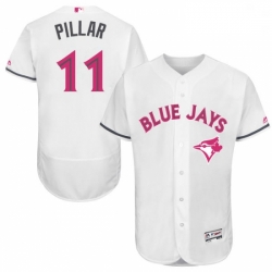 Mens Majestic Toronto Blue Jays 11 Kevin Pillar Authentic White 2016 Mothers Day Fashion Flex Base MLB Jersey