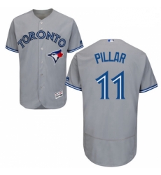 Mens Majestic Toronto Blue Jays 11 Kevin Pillar Grey Road Flex Base Authentic Collection MLB Jersey