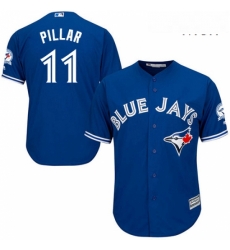 Mens Majestic Toronto Blue Jays 11 Kevin Pillar Replica Blue Alternate 40th Anniversary Patch MLB Jersey