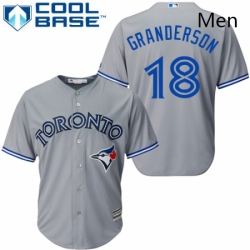 Mens Majestic Toronto Blue Jays 18 Curtis Granderson Replica Grey Road MLB Jersey 