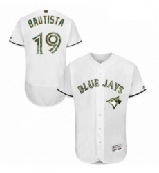 Mens Majestic Toronto Blue Jays 19 Jose Bautista Authentic White 2016 Memorial Day Fashion Flex Base Jersey