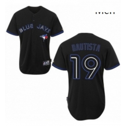 Mens Majestic Toronto Blue Jays 19 Jose Bautista Replica Black Fashion MLB Jersey