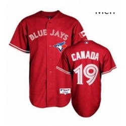 Mens Majestic Toronto Blue Jays 19 Jose Bautista Replica Red Canada Day MLB Jersey