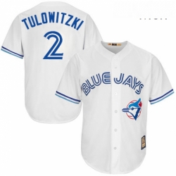 Mens Majestic Toronto Blue Jays 2 Troy Tulowitzki Authentic White Cooperstown MLB Jersey