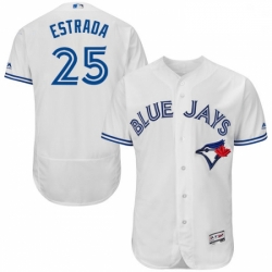 Mens Majestic Toronto Blue Jays 25 Marco Estrada White Home Flex Base Authentic Collection MLB Jersey