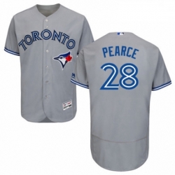 Mens Majestic Toronto Blue Jays 28 Steve Pearce Grey Road Flex Base Authentic Collection MLB Jersey