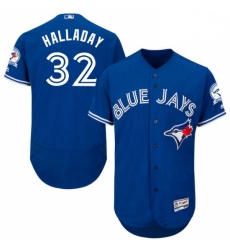 Mens Majestic Toronto Blue Jays 32 Roy Halladay Blue Alternate Flex Base Authentic Collection MLB Jersey