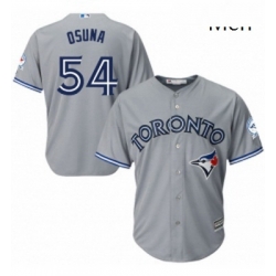 Mens Majestic Toronto Blue Jays 54 Roberto Osuna Replica Grey Road 40th Anniversary Patch MLB Jersey