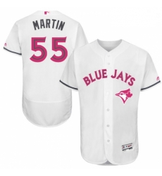 Mens Majestic Toronto Blue Jays 55 Russell Martin Authentic White 2016 Mothers Day Fashion Flex Base Jersey