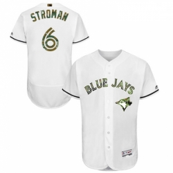 Mens Majestic Toronto Blue Jays 6 Marcus Stroman Authentic White 2016 Memorial Day Fashion Flex Base Jersey