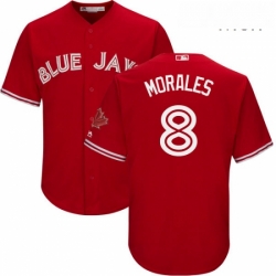 Mens Majestic Toronto Blue Jays 8 Kendrys Morales Replica Scarlet Alternate Cool Base MLB Jersey