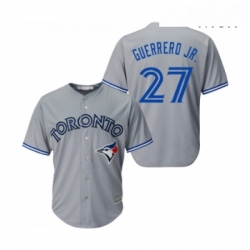 Mens Toronto Blue Jays 27 Vladimir Guerrero Jr Replica Grey Road Baseball Jersey 