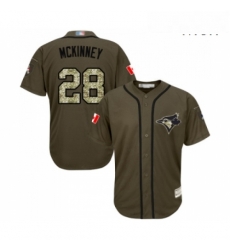 Mens Toronto Blue Jays 28 Billy McKinney Authentic Green Salute to Service Baseball Jersey 