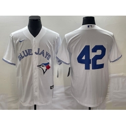 Men's Toronto Blue Jays #42 Jackie Robinson White Cool Base Stitched Jersey