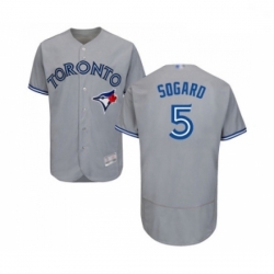 Mens Toronto Blue Jays 5 Eric Sogard Grey Road Flex Base Authentic Collection Baseball Jersey