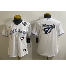 Women Toronto Blue Jays Team Big Logo White 2025 World Series Cool Base Stitched Baseball Jersey 