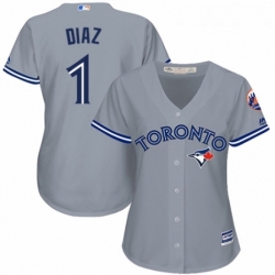 Womens Majestic Toronto Blue Jays 1 Aledmys Diaz Authentic Grey Road MLB Jersey 