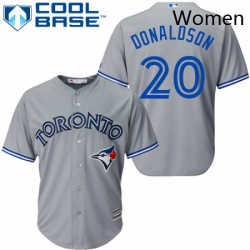 Womens Majestic Toronto Blue Jays 20 Josh Donaldson Authentic Grey MLB Jersey