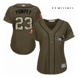 Womens Majestic Toronto Blue Jays 23 Dalton Pompey Replica Green Salute to Service MLB Jersey